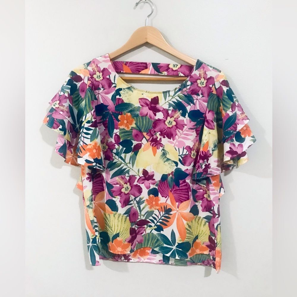 Simply Styled Womens Blouse Floral Colorful Size M